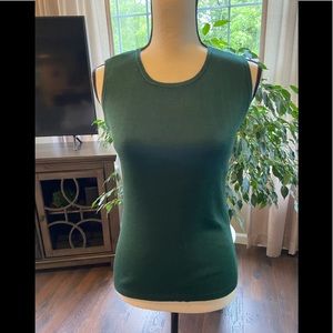 Valerie Stevens 100% Silk Forest Green Sleeveless Sweater Size Small